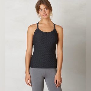 Prana athletic built in bran tank top in grey jacquard print. Size S